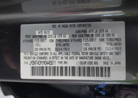 2021 Mazda Cx-5 Touring from USA, damaged, VIN JM3KFACM1M0445811